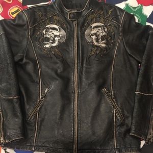 affliction skull leather jacket